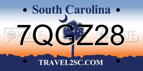 7QGZ28 South Carolina License Plate