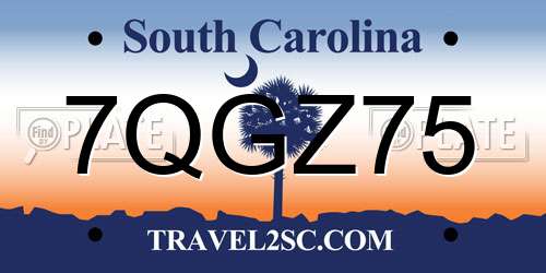 7QGZ75 South Carolina License Plate