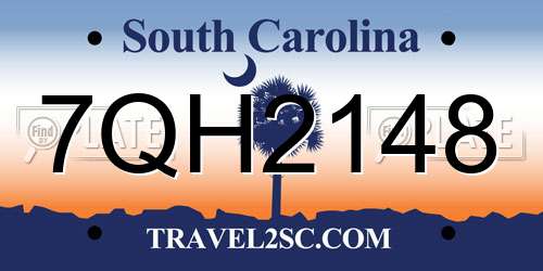 7QH2148 South Carolina License Plate