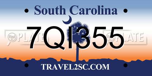 7QI355 South Carolina License Plate