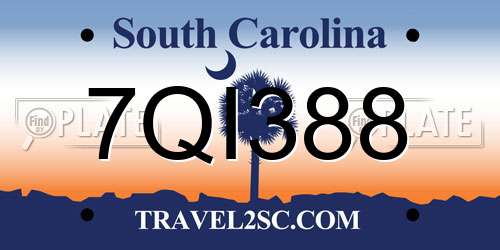 7QI388 South Carolina License Plate