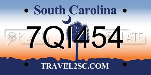 7QI454 South Carolina License Plate