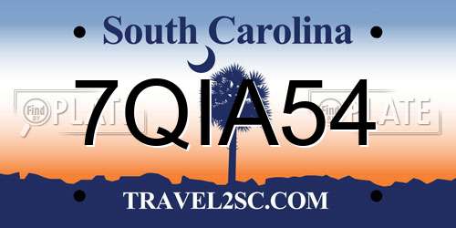 7QIA54 South Carolina License Plate