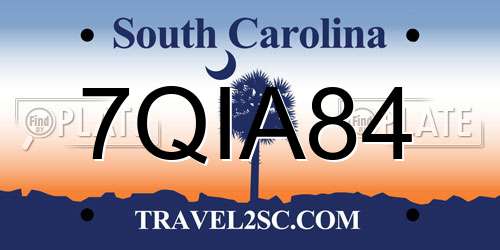 7QIA84 South Carolina License Plate