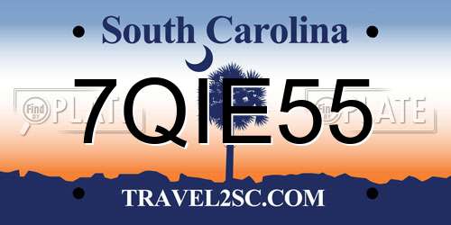 7QIE55 South Carolina License Plate