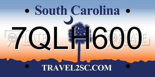 7QLH600 South Carolina License Plate
