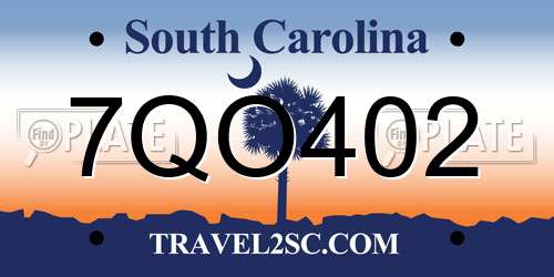 7QO402 South Carolina License Plate