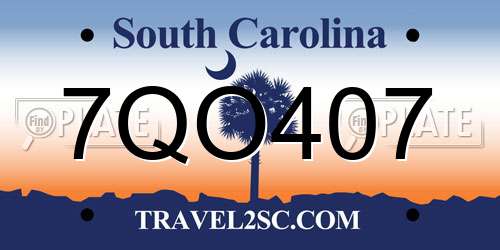 7QO407 South Carolina License Plate