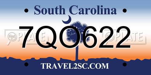 7QO622 South Carolina License Plate