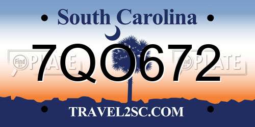 7QO672 South Carolina License Plate