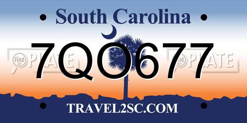 7QO677 South Carolina License Plate