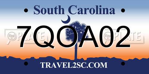 7QOA02 South Carolina License Plate