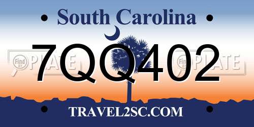 7QQ402 South Carolina License Plate
