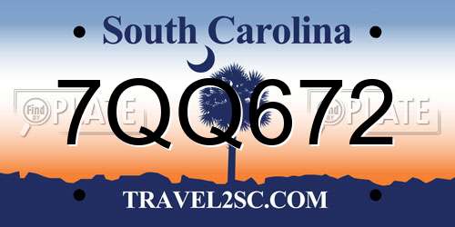 7QQ672 South Carolina License Plate
