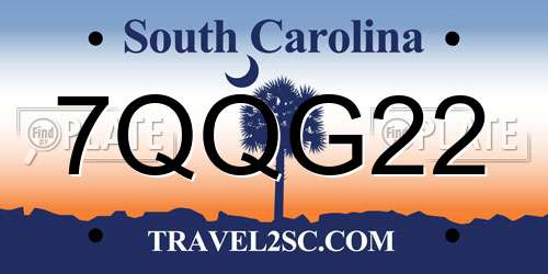 7QQG22 South Carolina License Plate