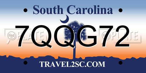 7QQG72 South Carolina License Plate