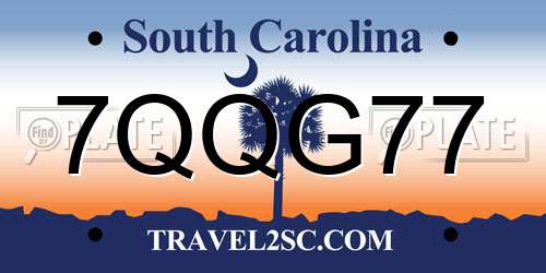 7QQG77 South Carolina License Plate