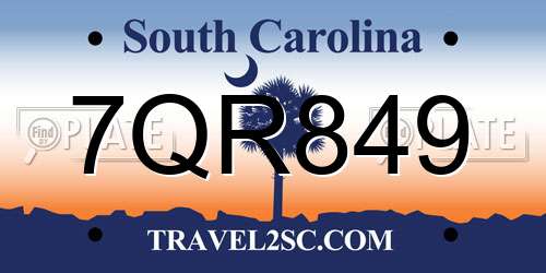 7QR849 South Carolina License Plate