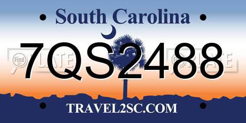 7QS2488 South Carolina License Plate