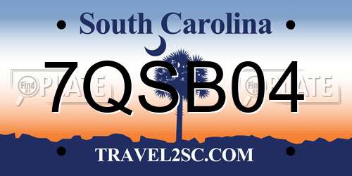 7QSB04 South Carolina License Plate
