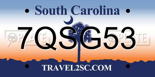 7QSG53 South Carolina License Plate