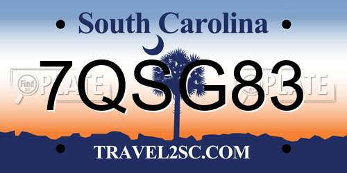 7QSG83 South Carolina License Plate