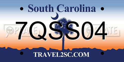 7QSS04 South Carolina License Plate