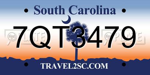 7QT3479 South Carolina License Plate