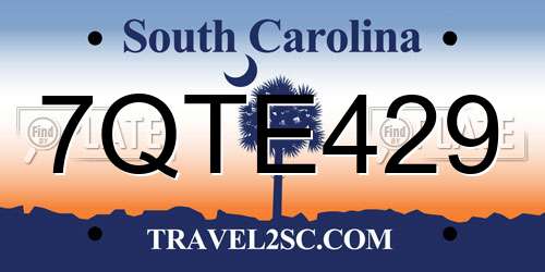 7QTE429 South Carolina License Plate