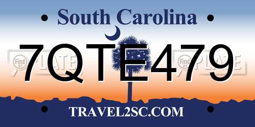 7QTE479 South Carolina License Plate