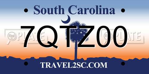 7QTZ00 South Carolina License Plate