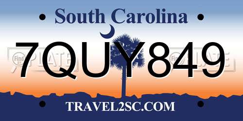 7QUY849 South Carolina License Plate