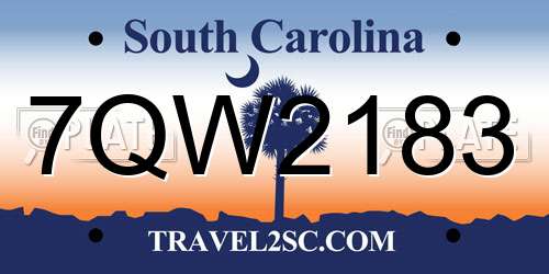 7QW2183 South Carolina License Plate
