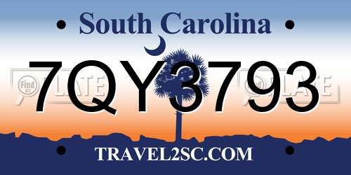 7QY3793 South Carolina License Plate