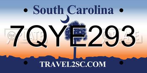7QYE293 South Carolina License Plate