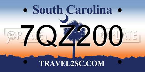 7QZ200 South Carolina License Plate