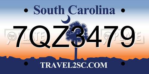 7QZ3479 South Carolina License Plate