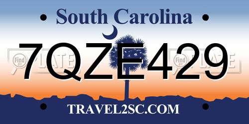 7QZE429 South Carolina License Plate