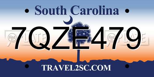 7QZE479 South Carolina License Plate