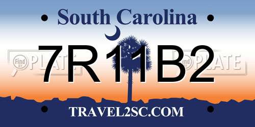 7R11B2 South Carolina License Plate