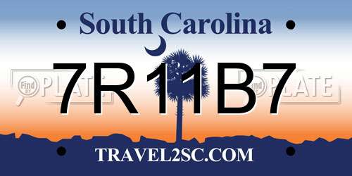 7R11B7 South Carolina License Plate