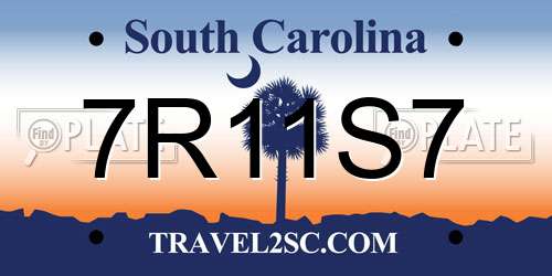 7R11S7 South Carolina License Plate