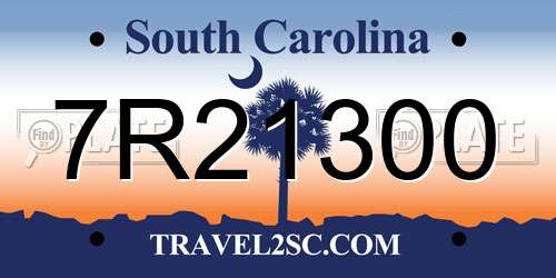 7R21300 South Carolina License Plate