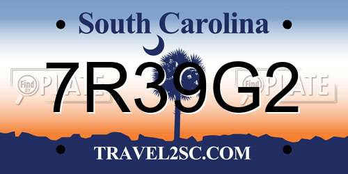 7R39G2 South Carolina License Plate