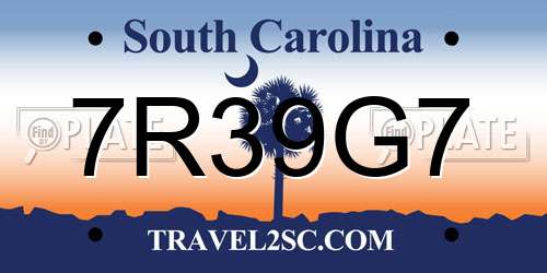 7R39G7 South Carolina License Plate
