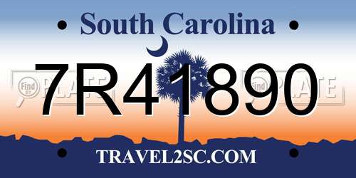 7R41890 South Carolina License Plate