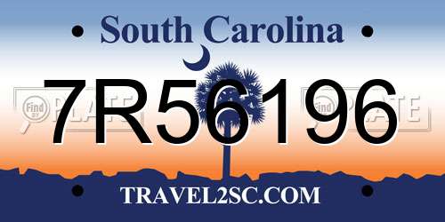 7R56196 South Carolina License Plate