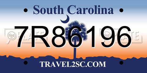 7R86196 South Carolina License Plate