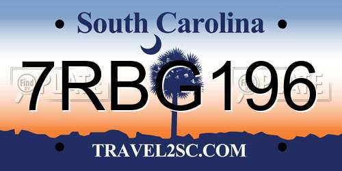 7RBG196 South Carolina License Plate