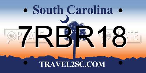 7RBR18 South Carolina License Plate